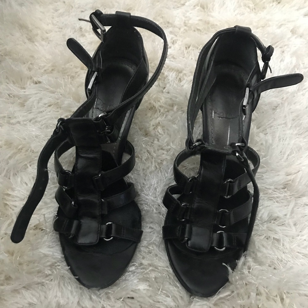 Strappy black heels